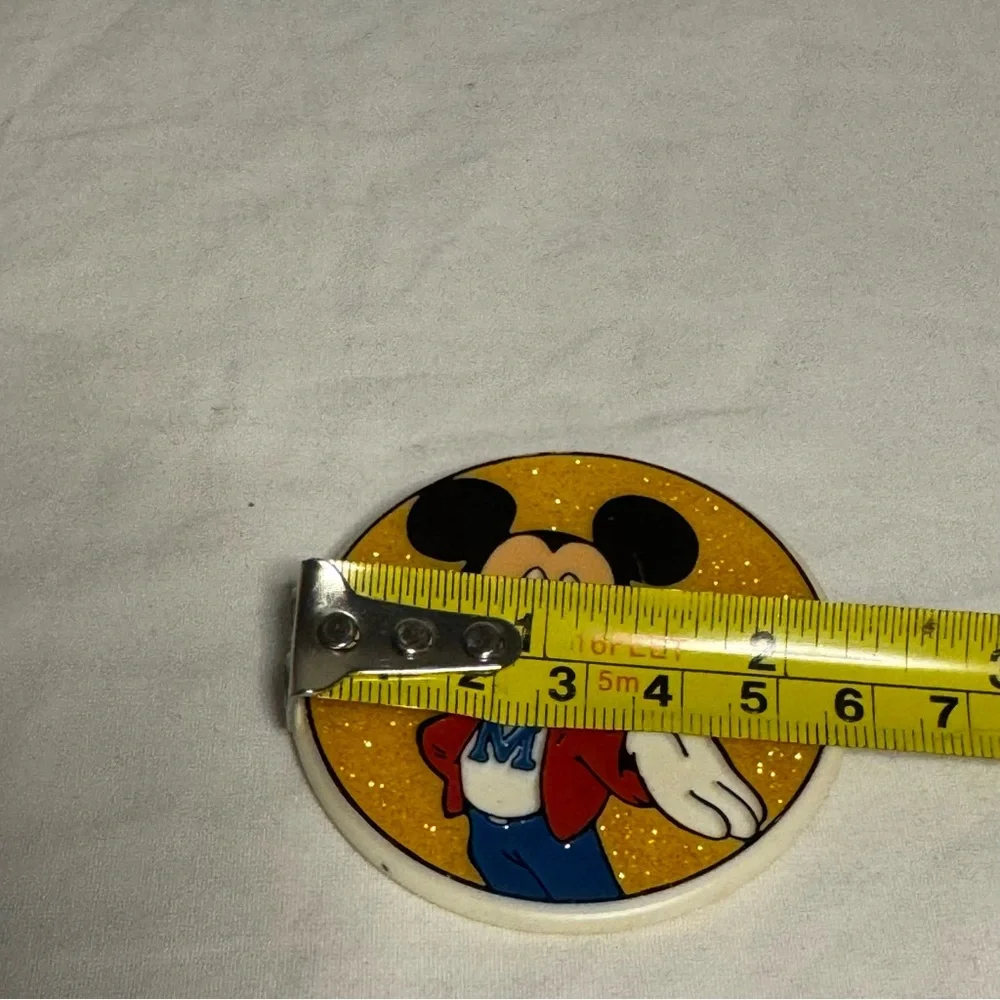Rare Vintage Disney,Mickey Mouse Pin, Mickey Set In Glitter Background. 2.5 Inch